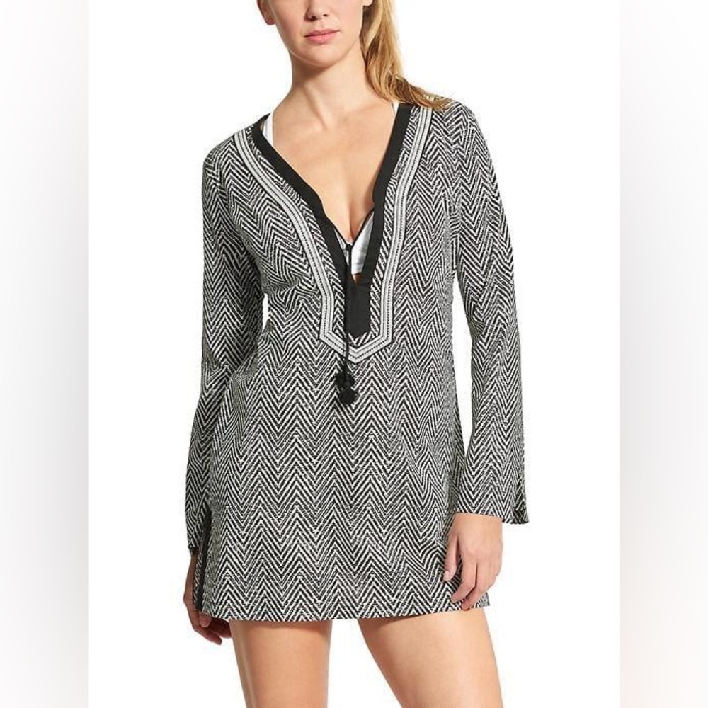 Athleta Herringbone Kimssa Tunic Swim Cover Up Size Large